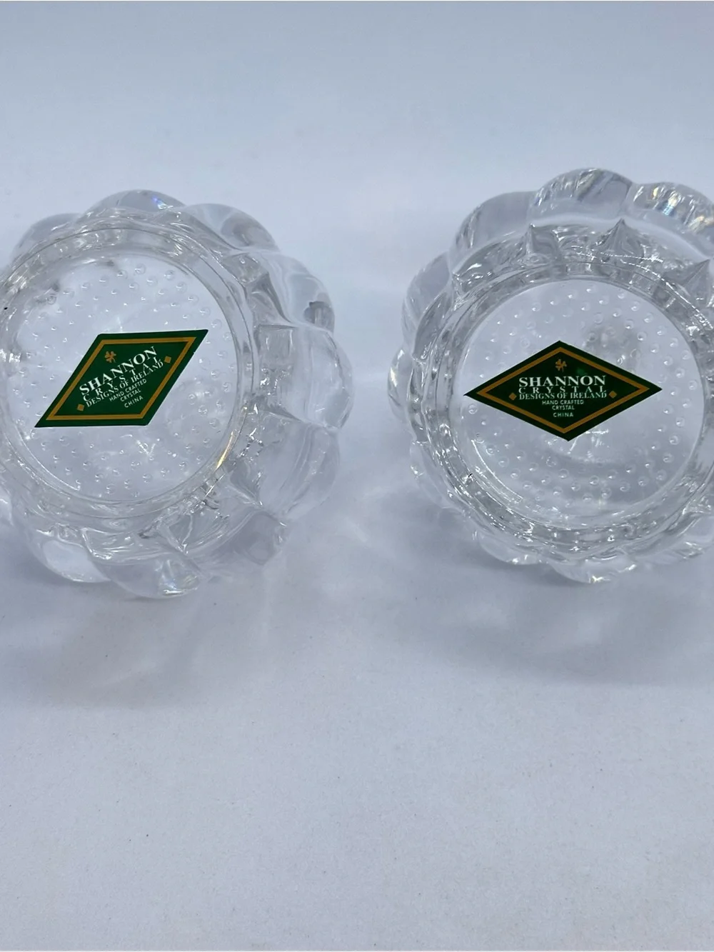 Godinger SHANNON CRYSTAL of Ireland Lead Crystal Pumpkin Salt/Pepper Shaker Set